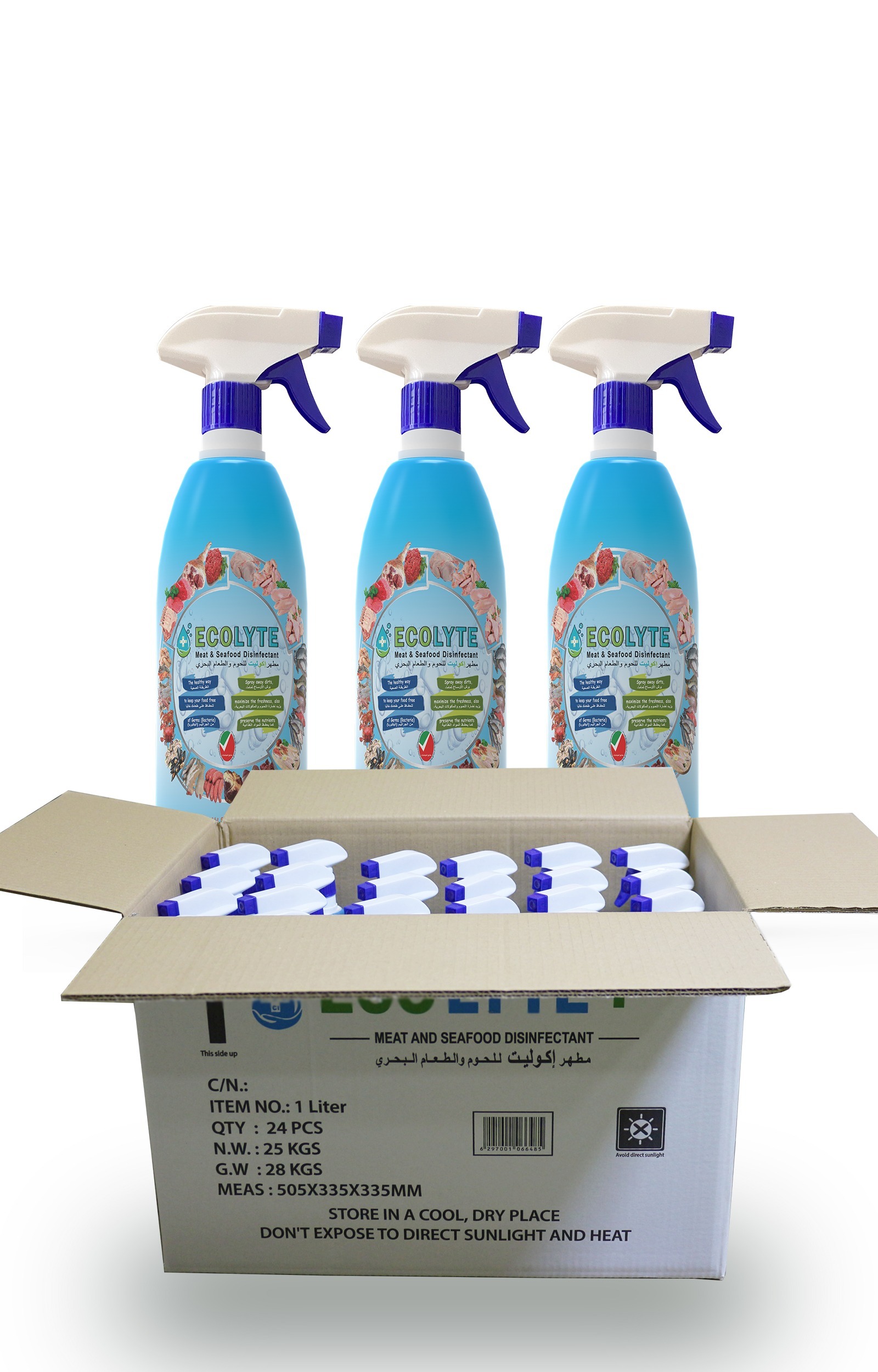 ECOLYTE MEAT AND SEAFOOD DISINFECTANT 1LITRE (NATURAL DISINFECTANT-24PCS/CARTON)